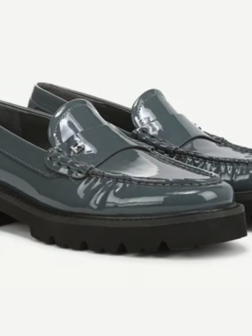 Sarto Saffron Lug Sole Loafer Slate Blue Patent Faux Leather Women's Size 8 NEW